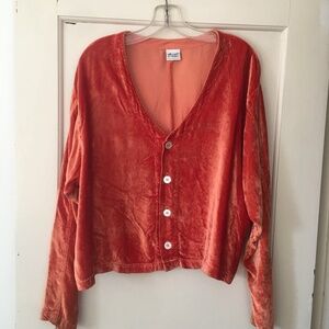 C P SHADES Orange Velvet Top Size M